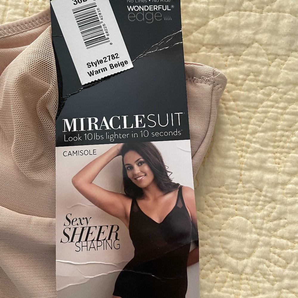 Miraclesuit 36B Sheer Extra Firm Control cami shaper warm beige.